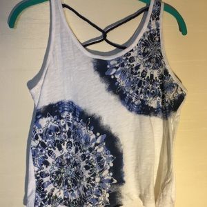 Cross back graphic tank top